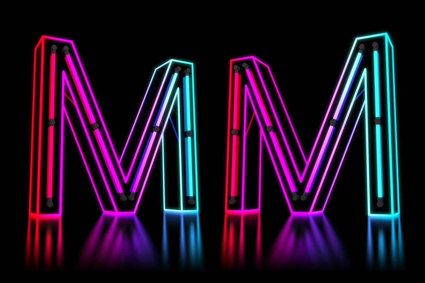 Glowing Colorful Neon Alphabet. 3d rendering illustration photo