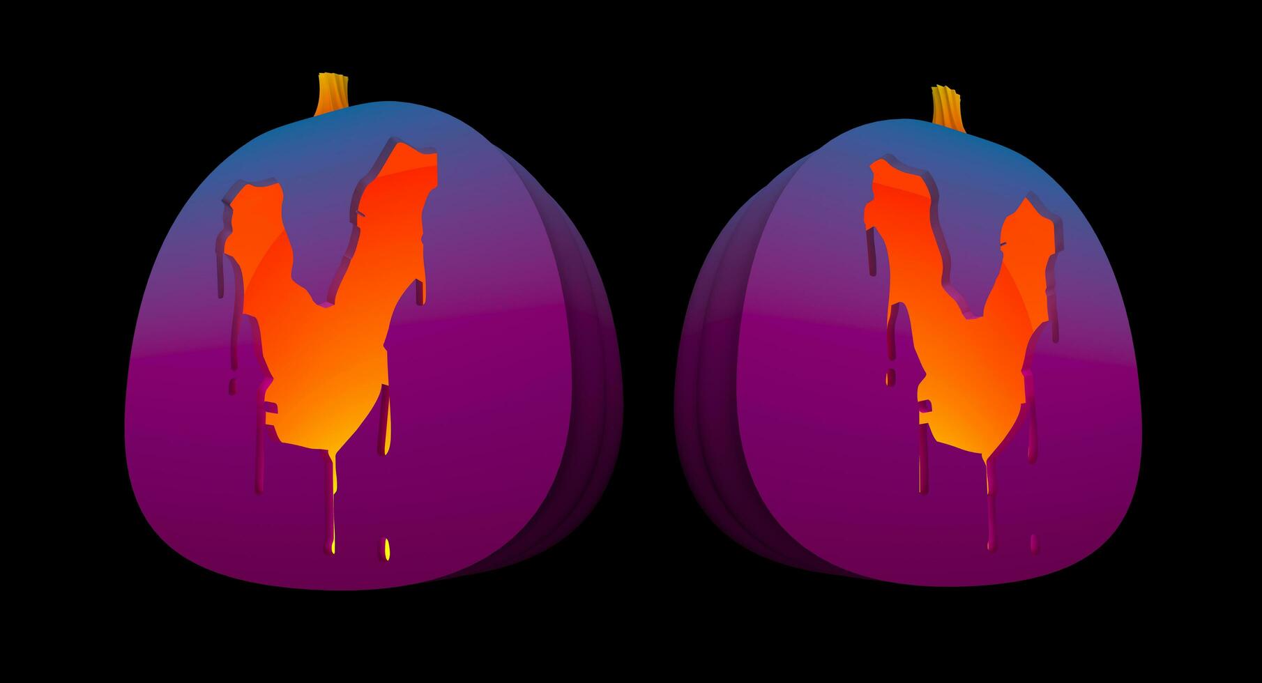 Halloween Pumpkins carved Alphabet glowing inside with clipping paths. photo