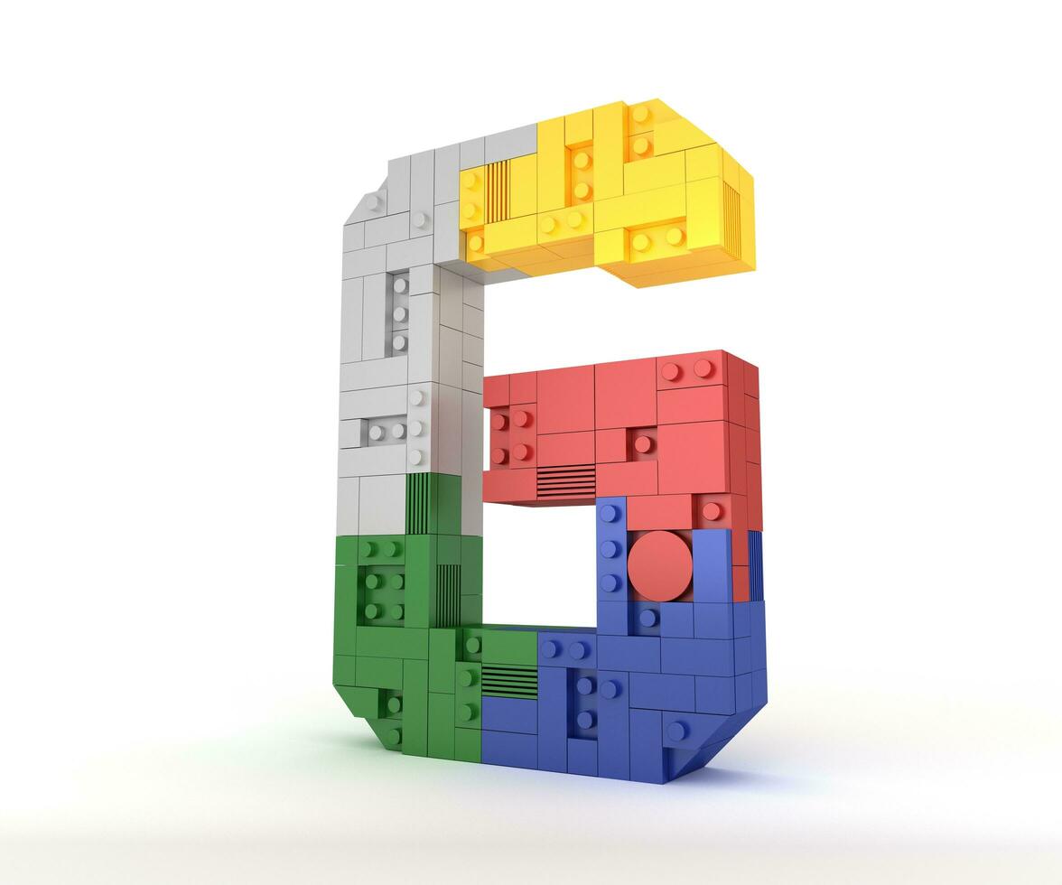 Alphabet Colorful block brick type Perspective font 3d Rendering on white background photo