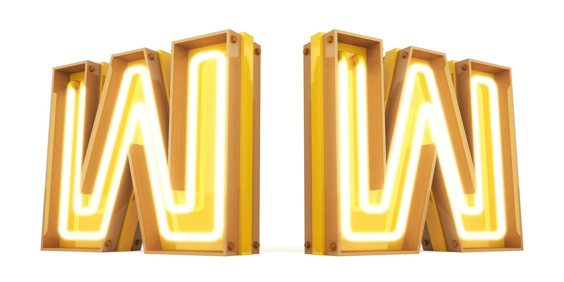 3d alphabet with neon light, 3drendering photo