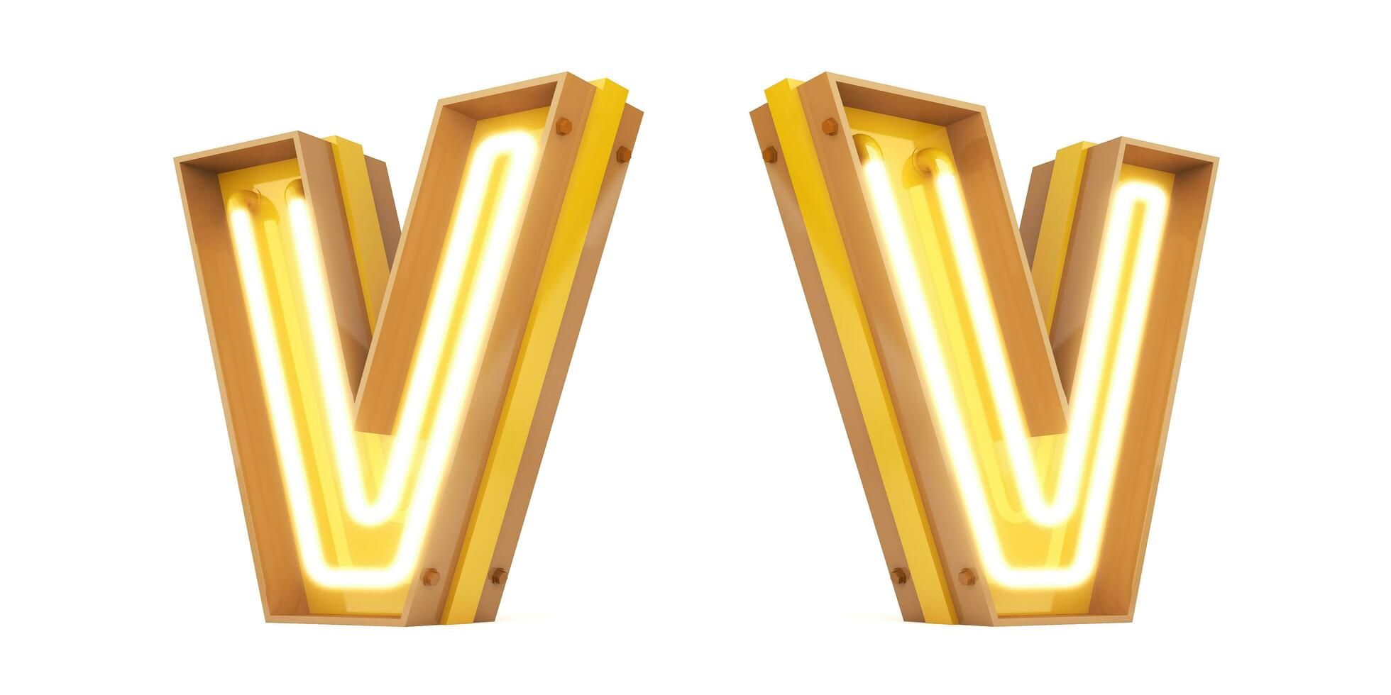 3d alphabet with neon light, 3drendering photo