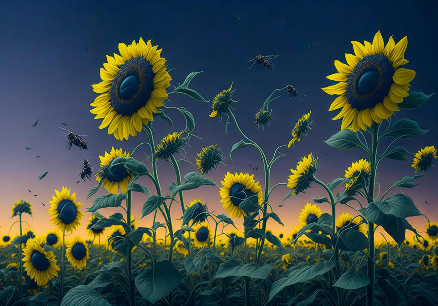 Sunflower garden beautiful background scenery photo