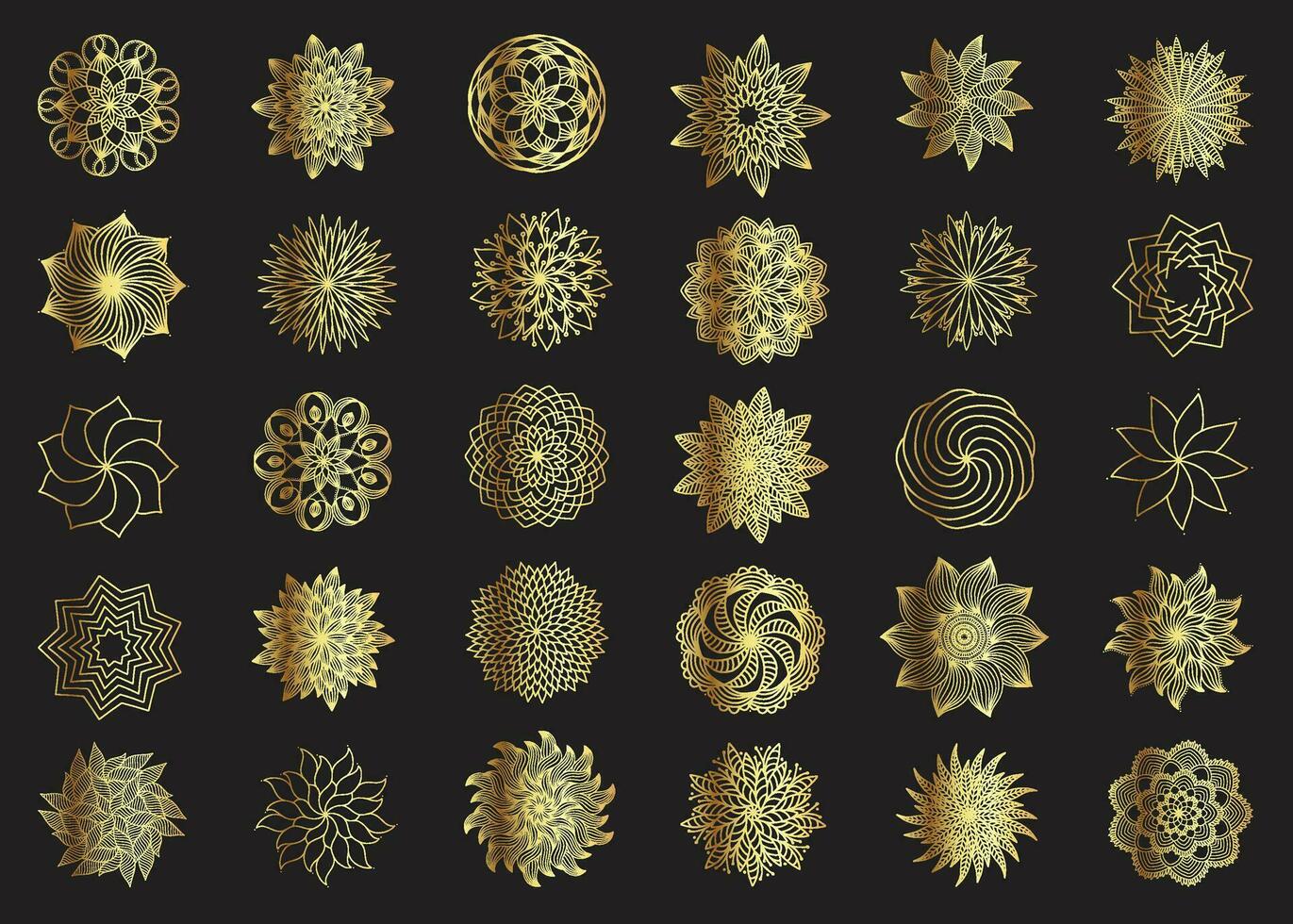 Mandala vector element luxury gold color line art bundle