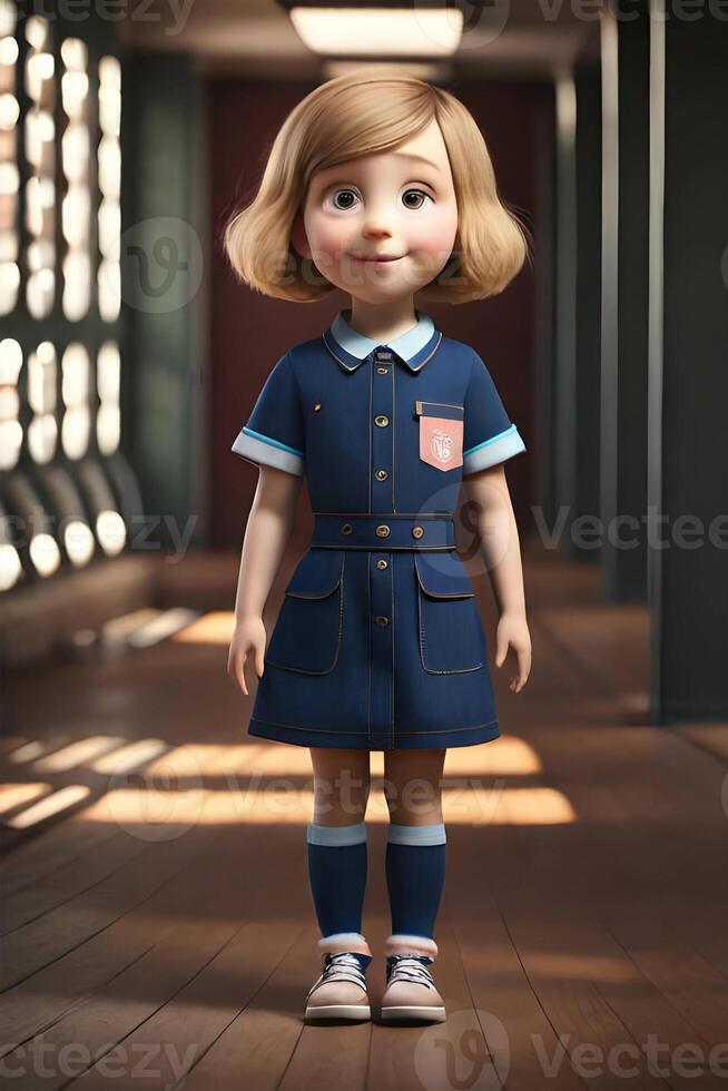 3d pixar style little girl octane render. . photo