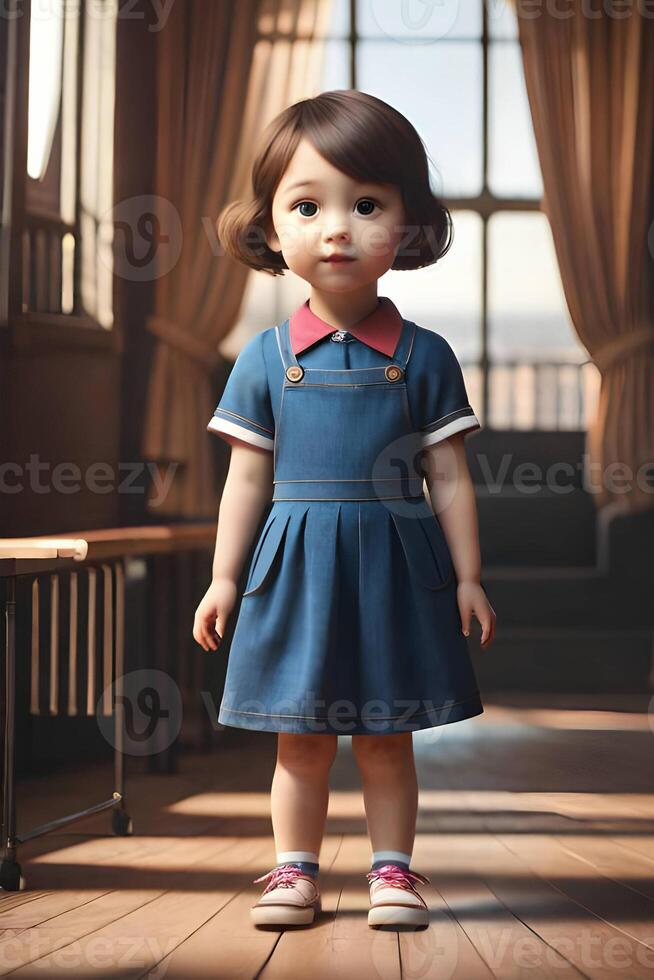 3d pixar style little girl octane render. . photo