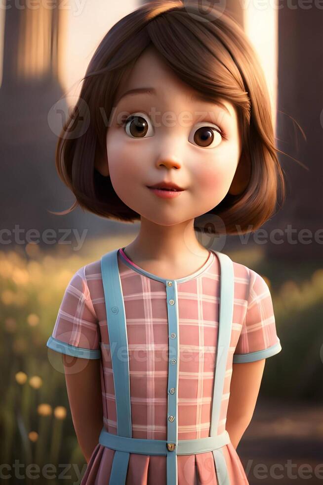 3d pixar style little girl octane render. . photo