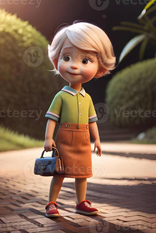 3d pixar style little girl octane render. Generative ai. photo