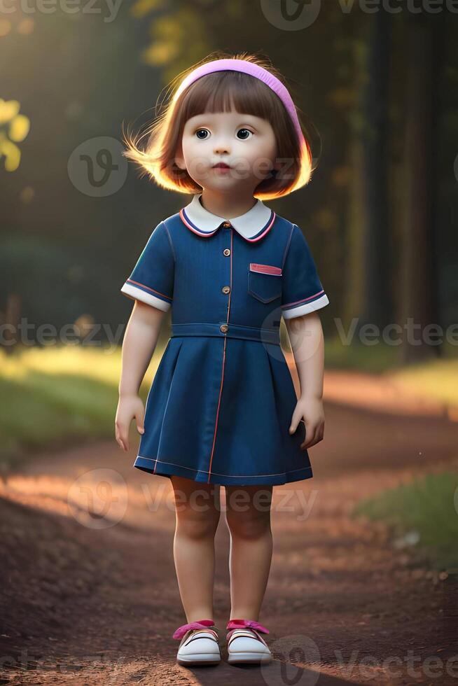 3d pixar style little girl octane render. . photo