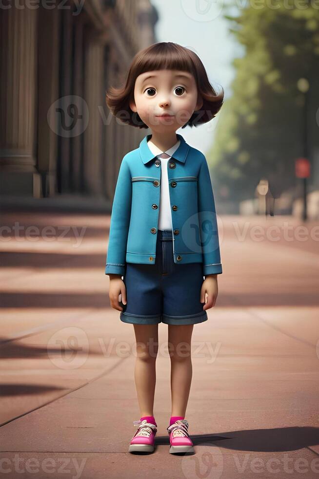 3d pixar style little girl octane render. . photo