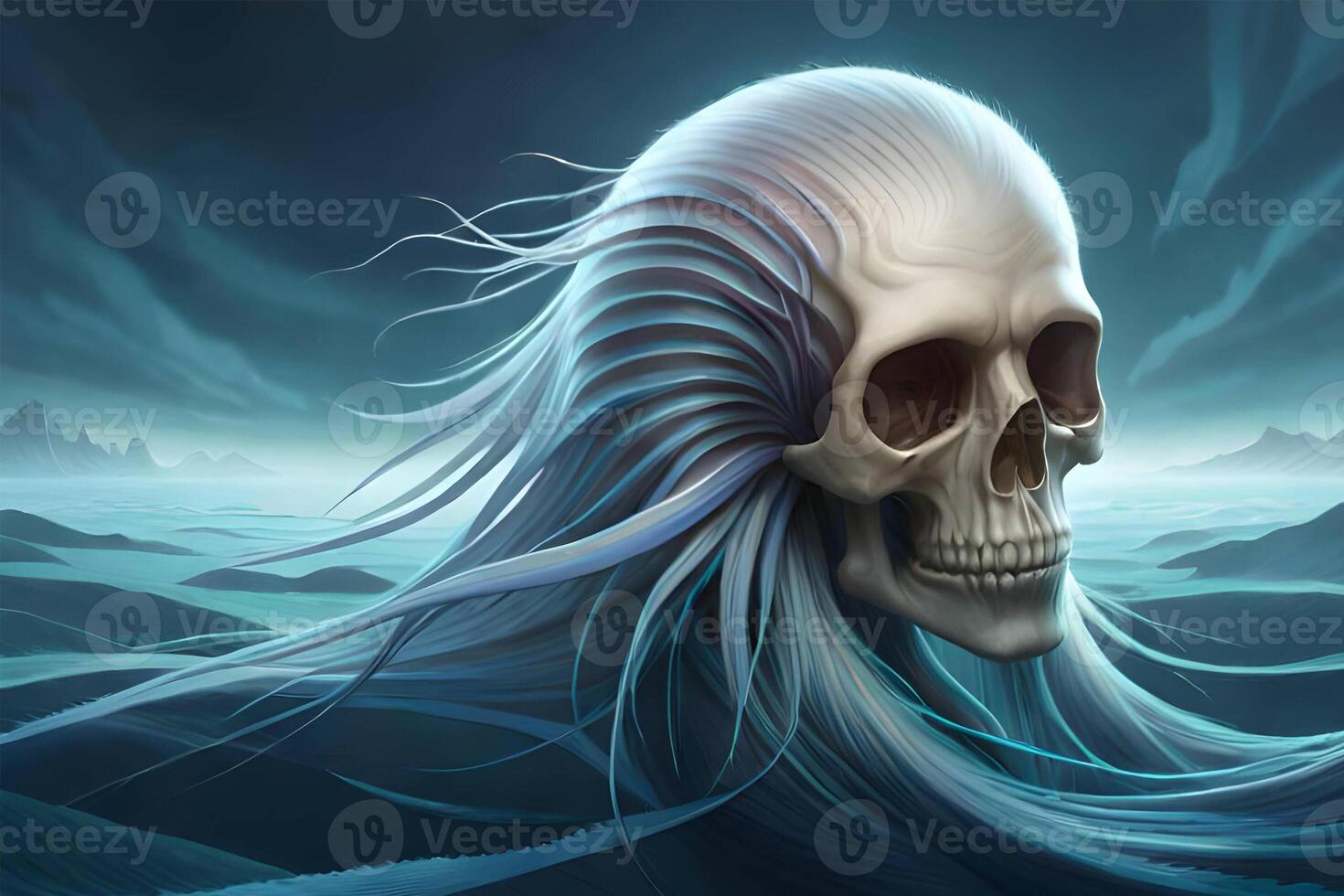 3d human thorax orchid skull on black background. photo