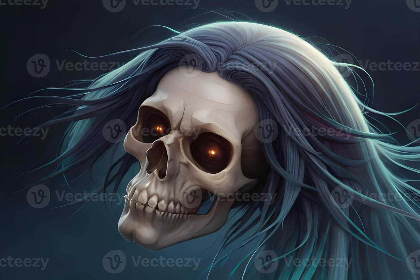3d human thorax orchid skull on black background. photo