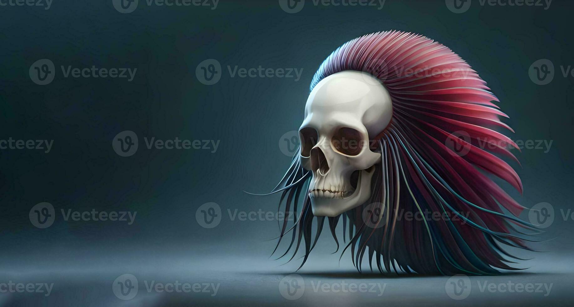 3d human thorax orchid skull on black background. Generative ai photo