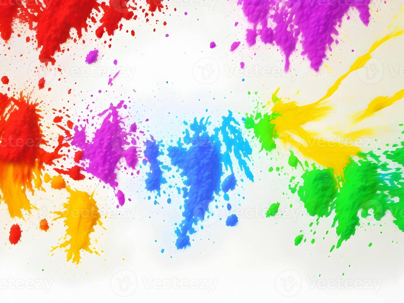 holi paint color powder explosion isolated white wide panorama background. . photo