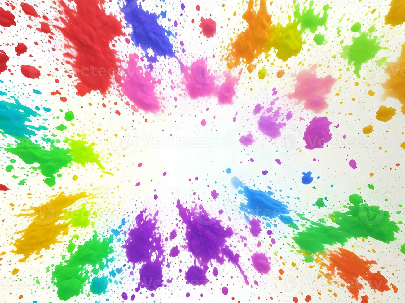 holi paint color powder explosion isolated white wide panorama background. Generative ai. photo