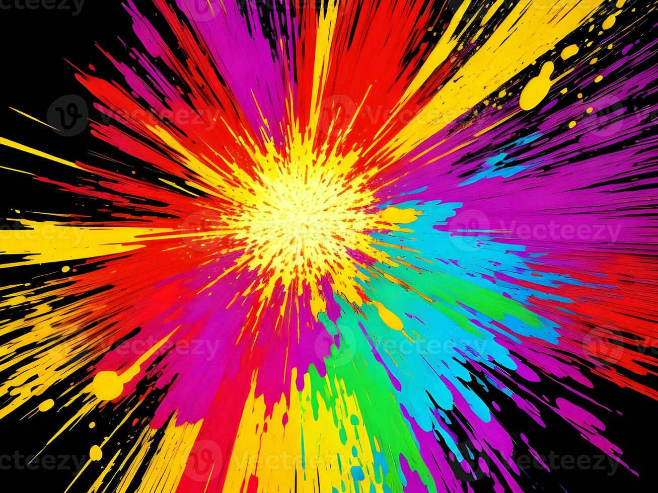 Colorful explosion art painting texture wall background. Generative ai. photo