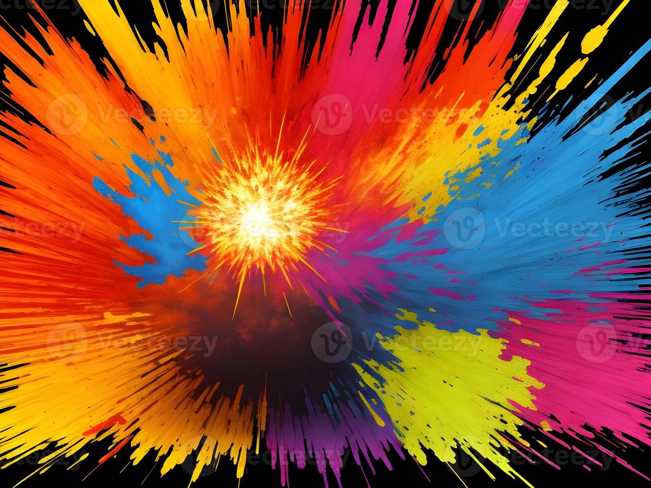 Colorful explosion art painting texture wall background. Generative ai. photo