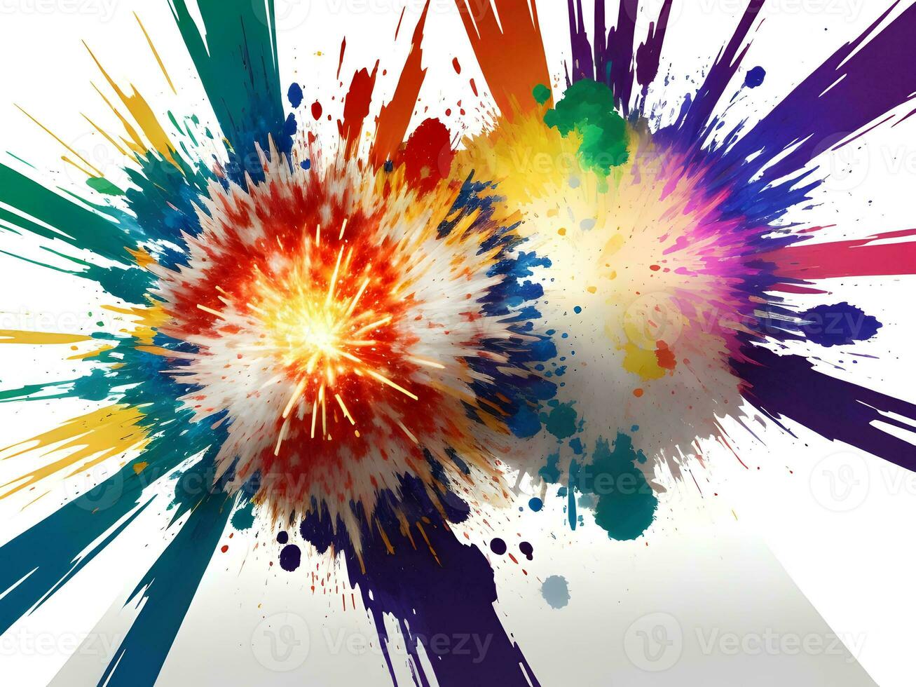 colorful explosions isolated on transparent background. Generative ai. photo