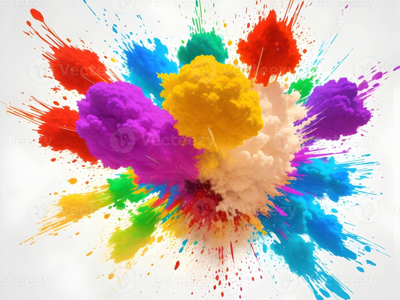 colorful explosions isolated on transparent background. Generative ai. photo