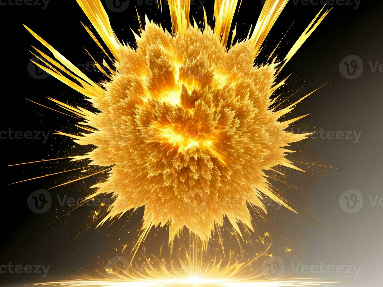 golden explosions isolated on transparent background. Generative ai. photo