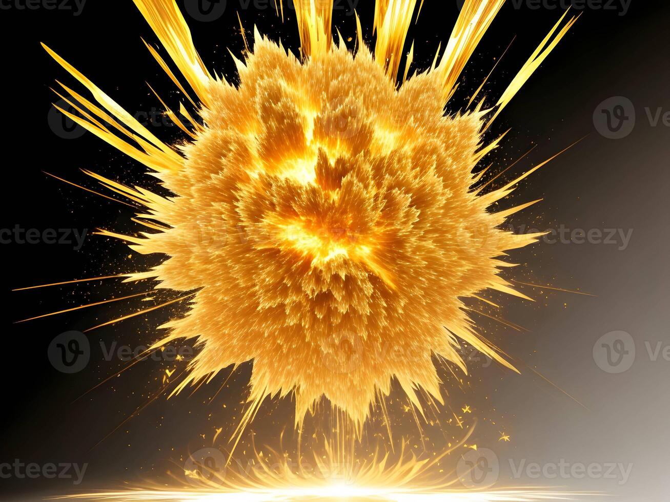 golden explosions isolated on transparent background. . photo