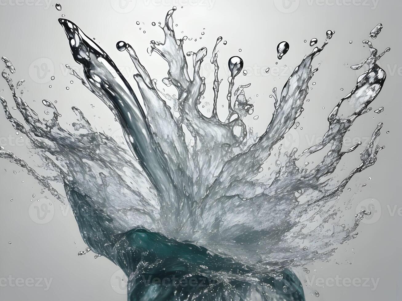 fresh colorful water splashing into cold water isolated on white background. . photo