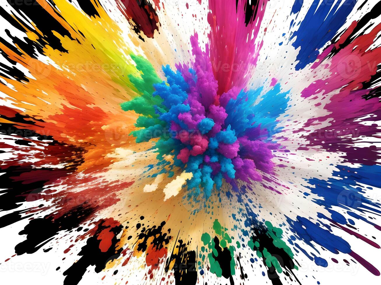 colorful explosions isolated on transparent background. . photo