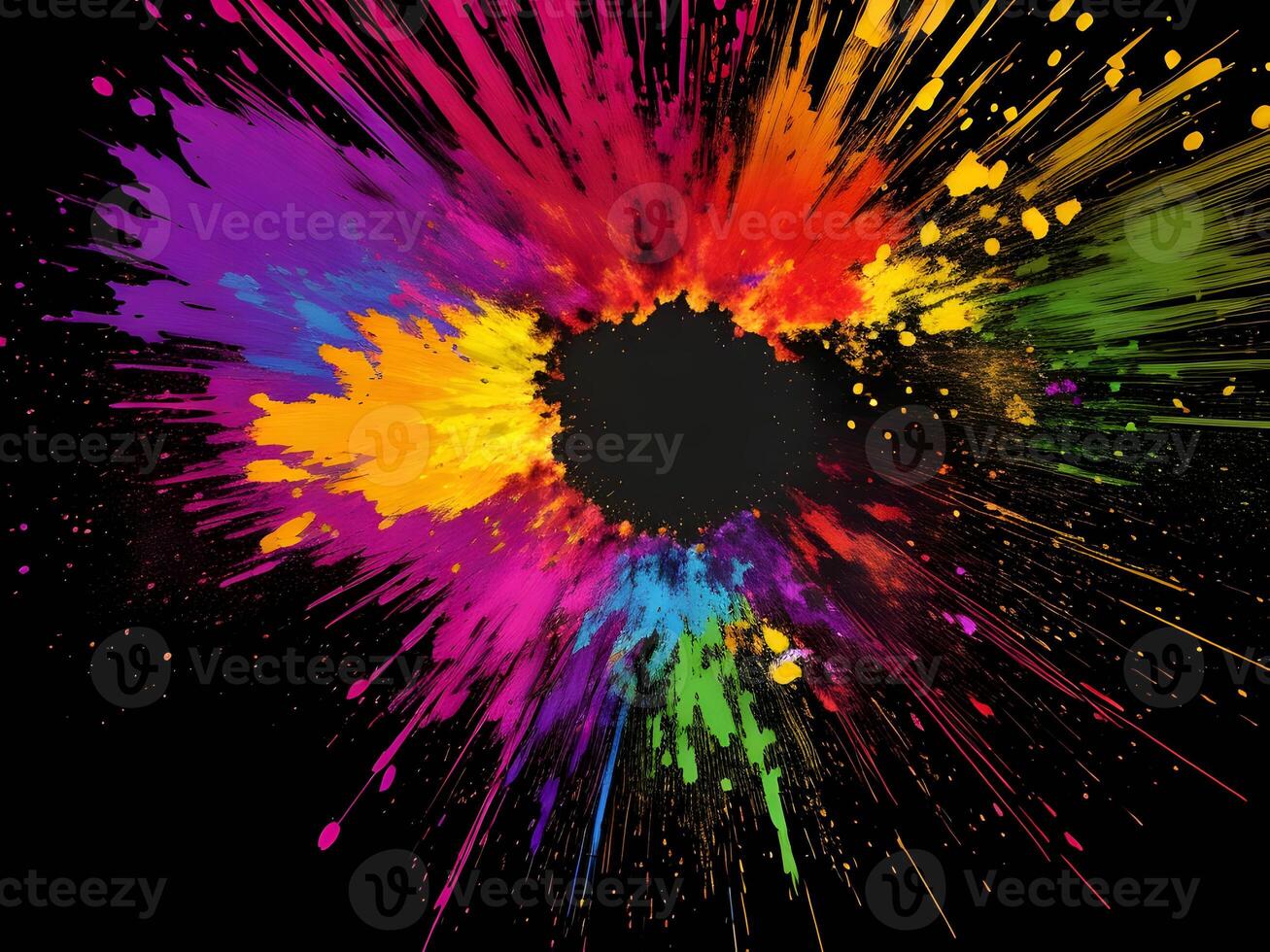 colorful explosions with clouds isolated on transparent background. . photo