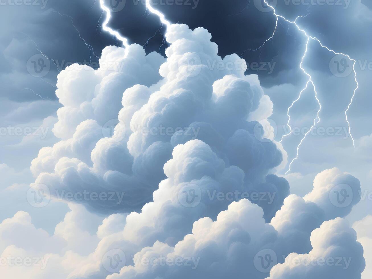 Colorful clouds with a lightning bolt thunder background design. . photo