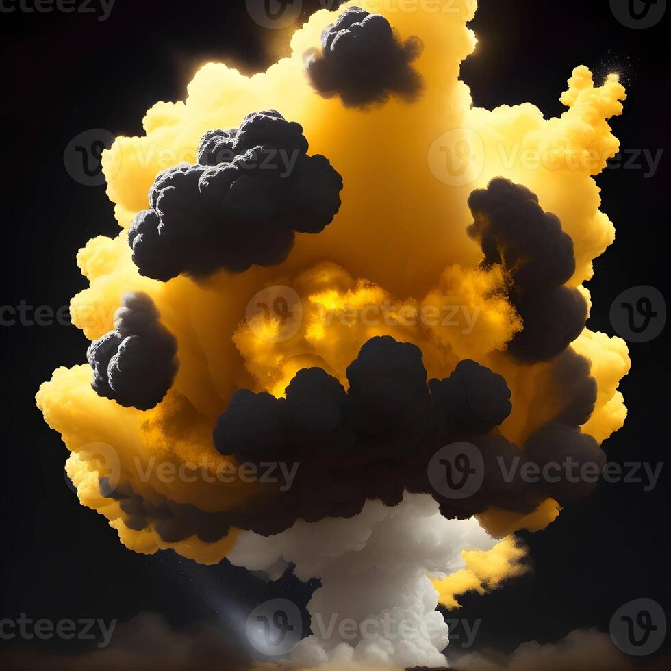 golden bright clouds on dark background. . photo
