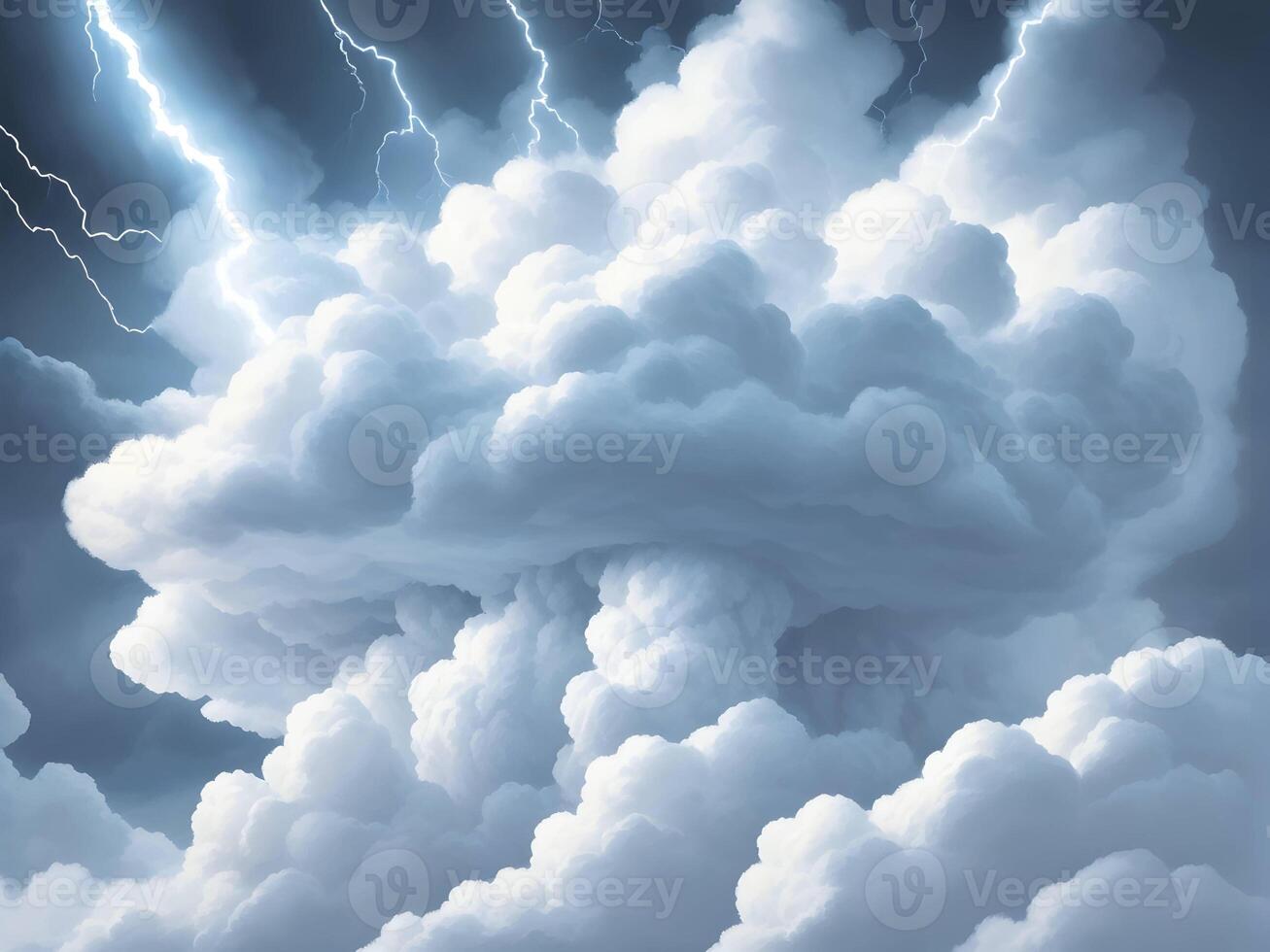 Colorful clouds with a lightning bolt thunder background design. . photo