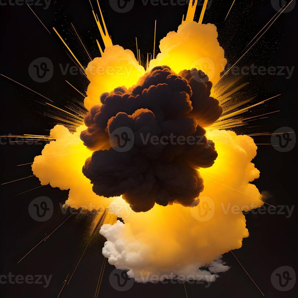 golden bright clouds on dark background. . photo