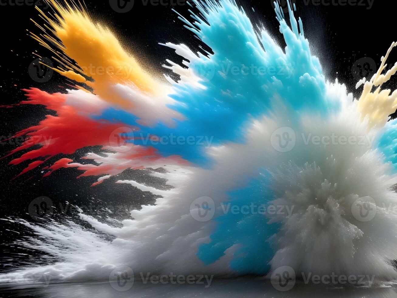 Colorful explosion with high-speed vivid color powder. Generative ai. photo