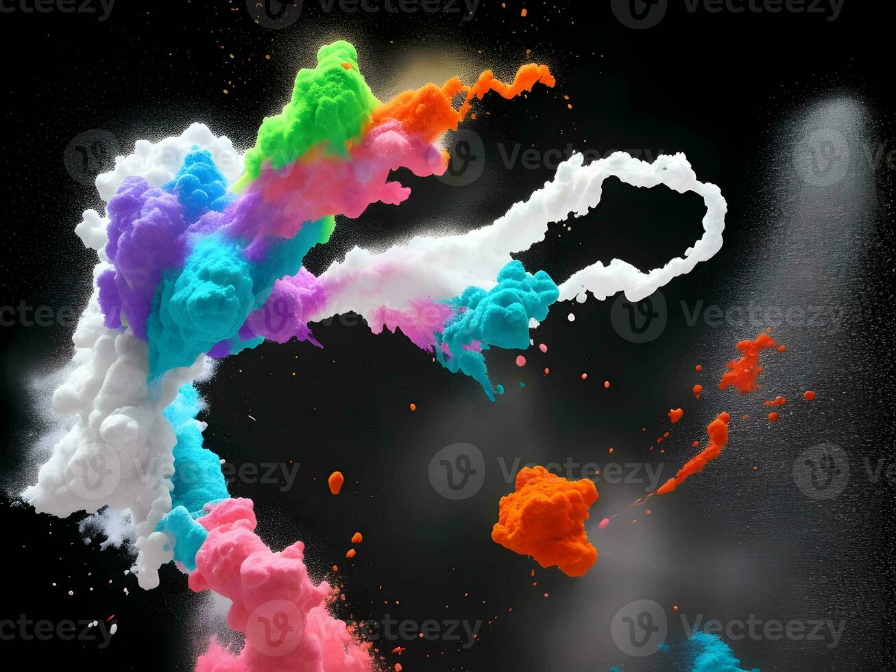 Colorful Holi powder background. Generative ai. photo