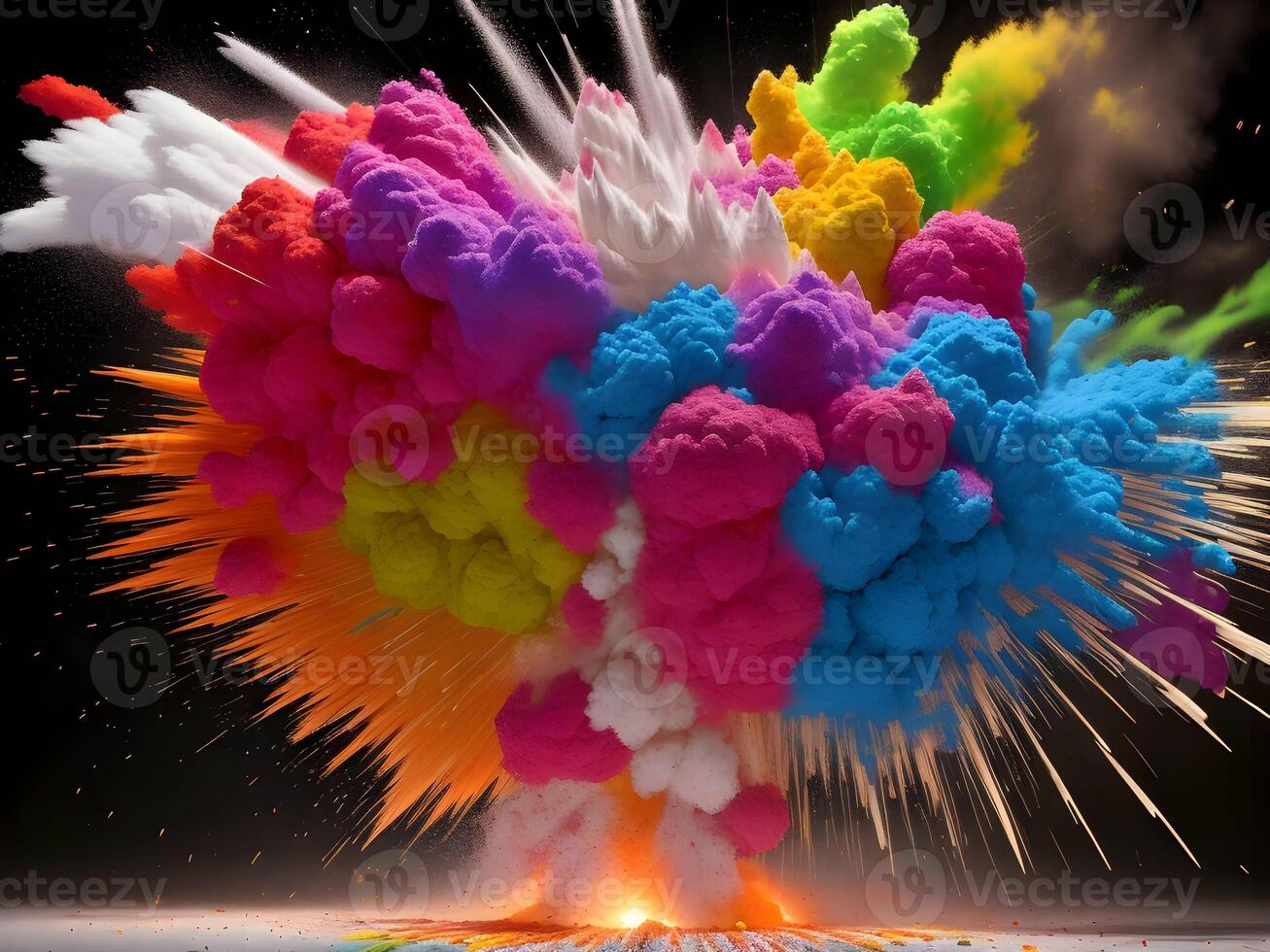 Colorful explosion with high-speed vivid color powder. . photo