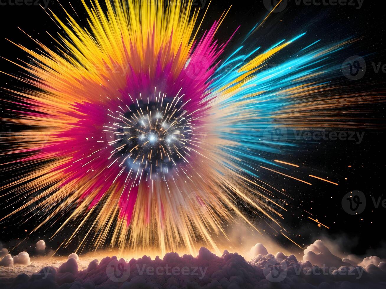 Colorful explosion with high-speed vivid color powder. . photo