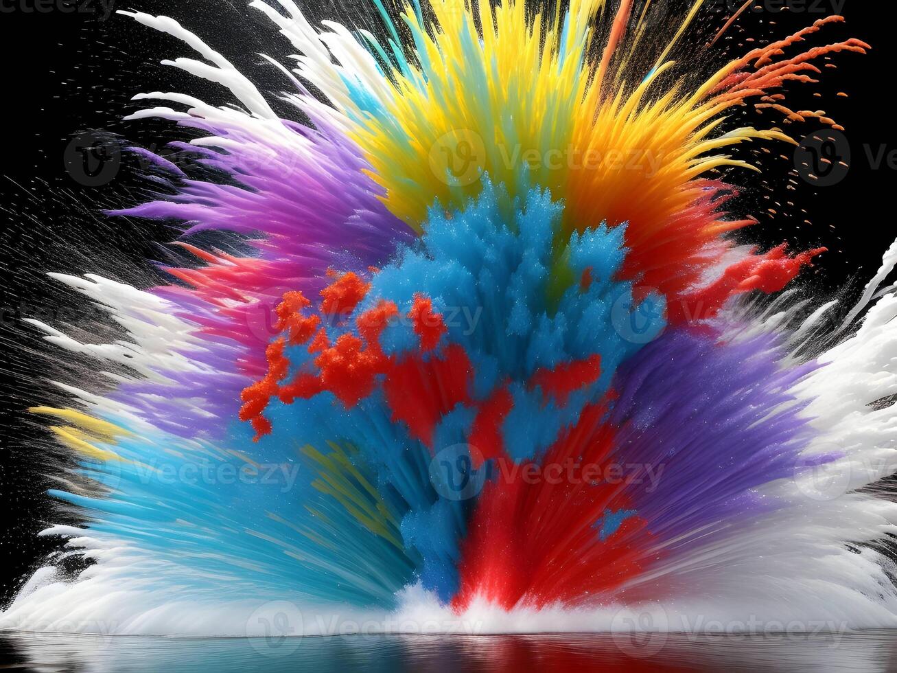 Colorful explosion with high-speed vivid color powder. Generative ai. photo