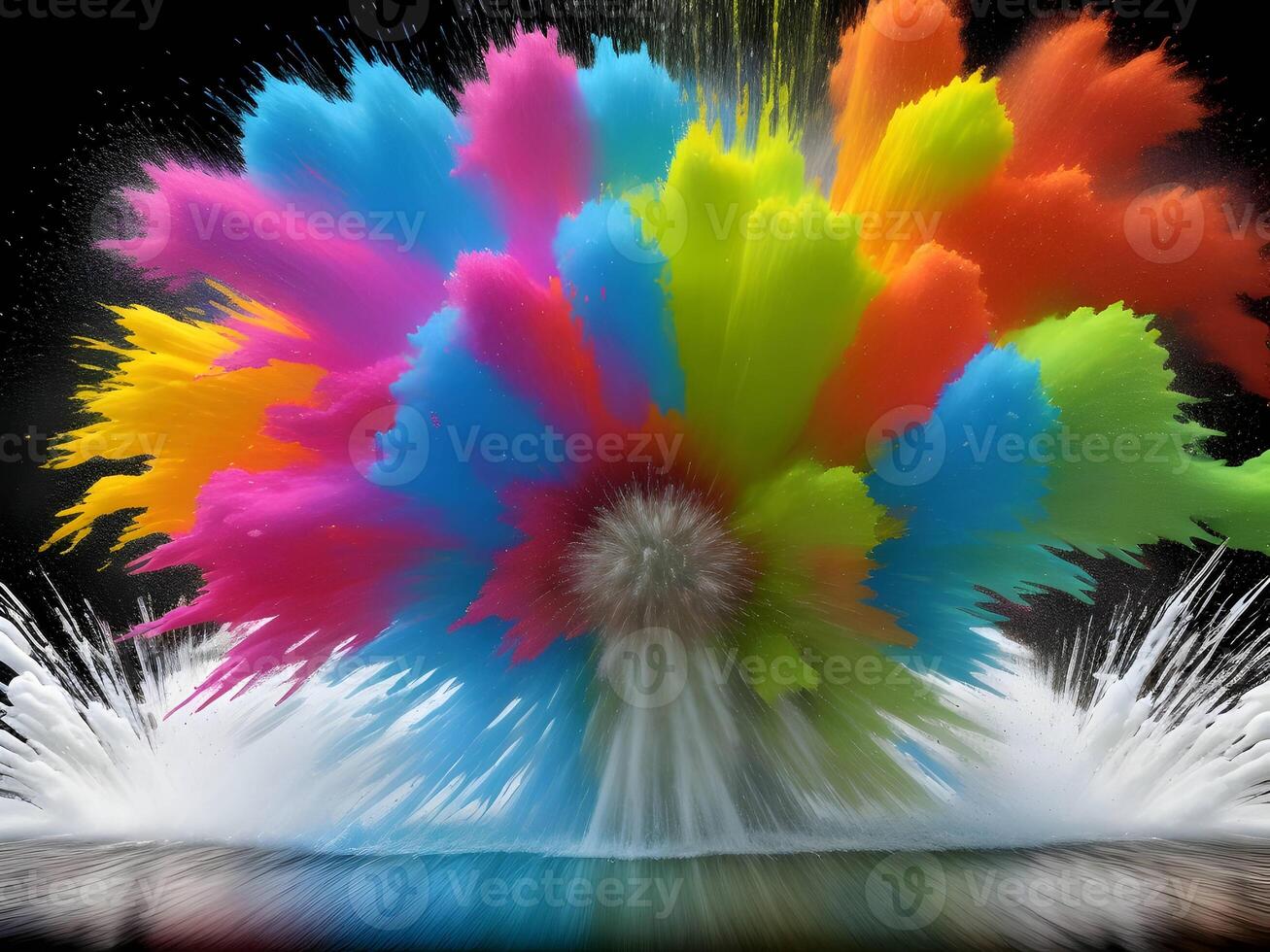 Colorful explosion with high-speed vivid color powder. Generative ai. photo