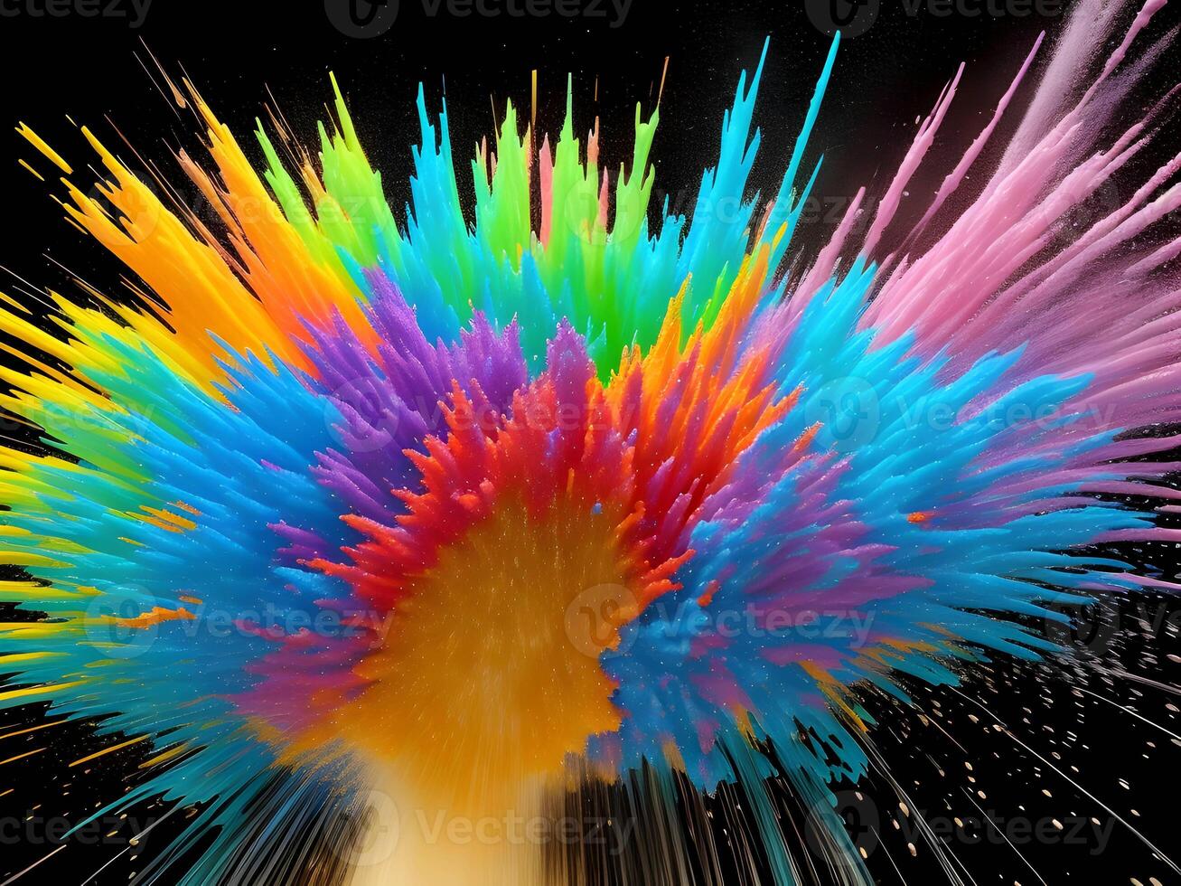 Colorful explosion with high-speed vivid color powder. . photo