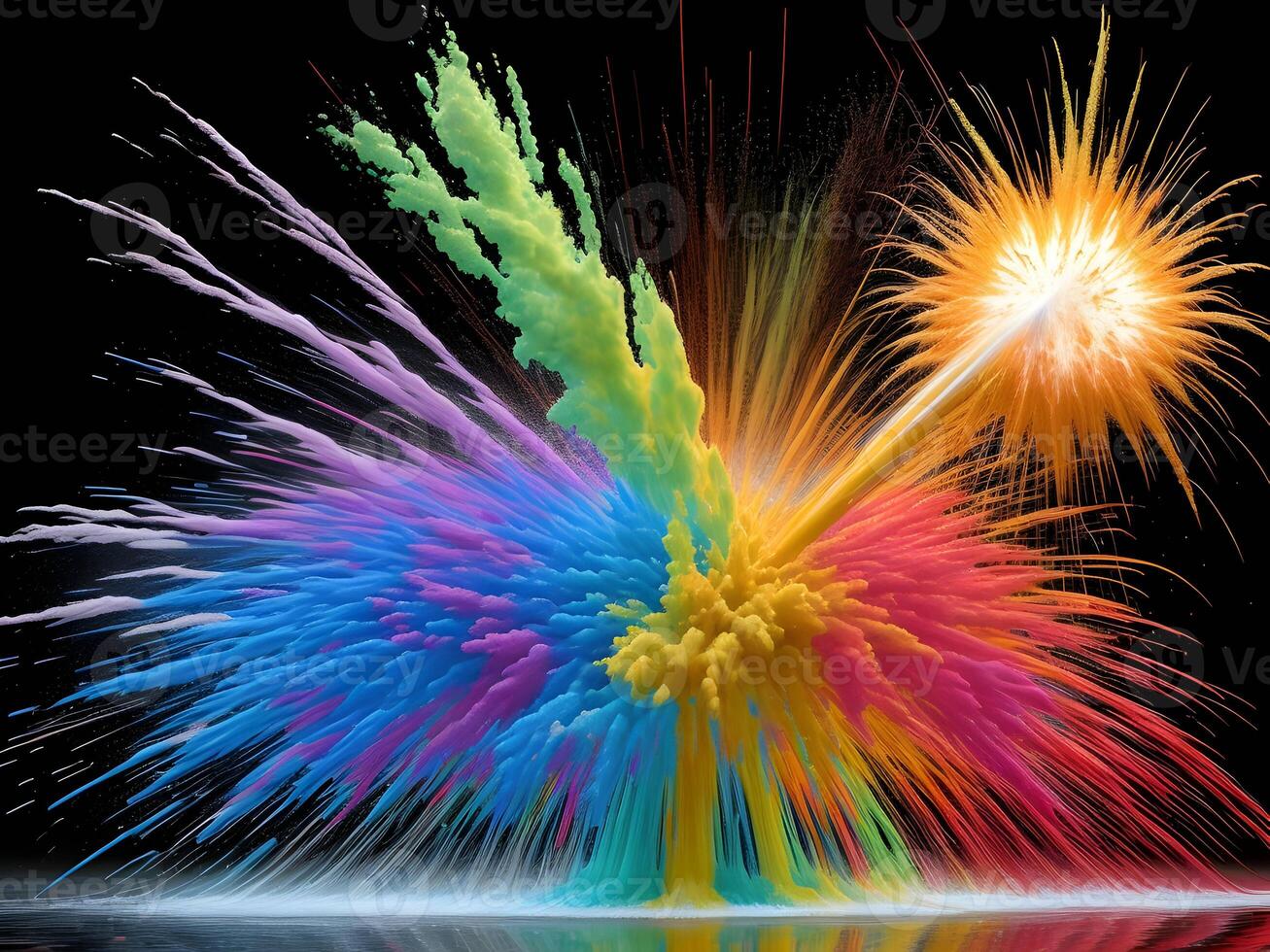 Colorful explosion with high-speed vivid color powder. Generative ai. photo