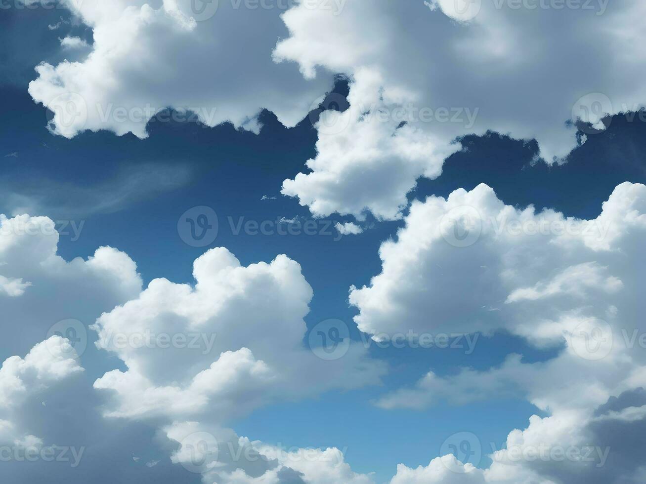 white clouds in the blue sky, AI generation. photo