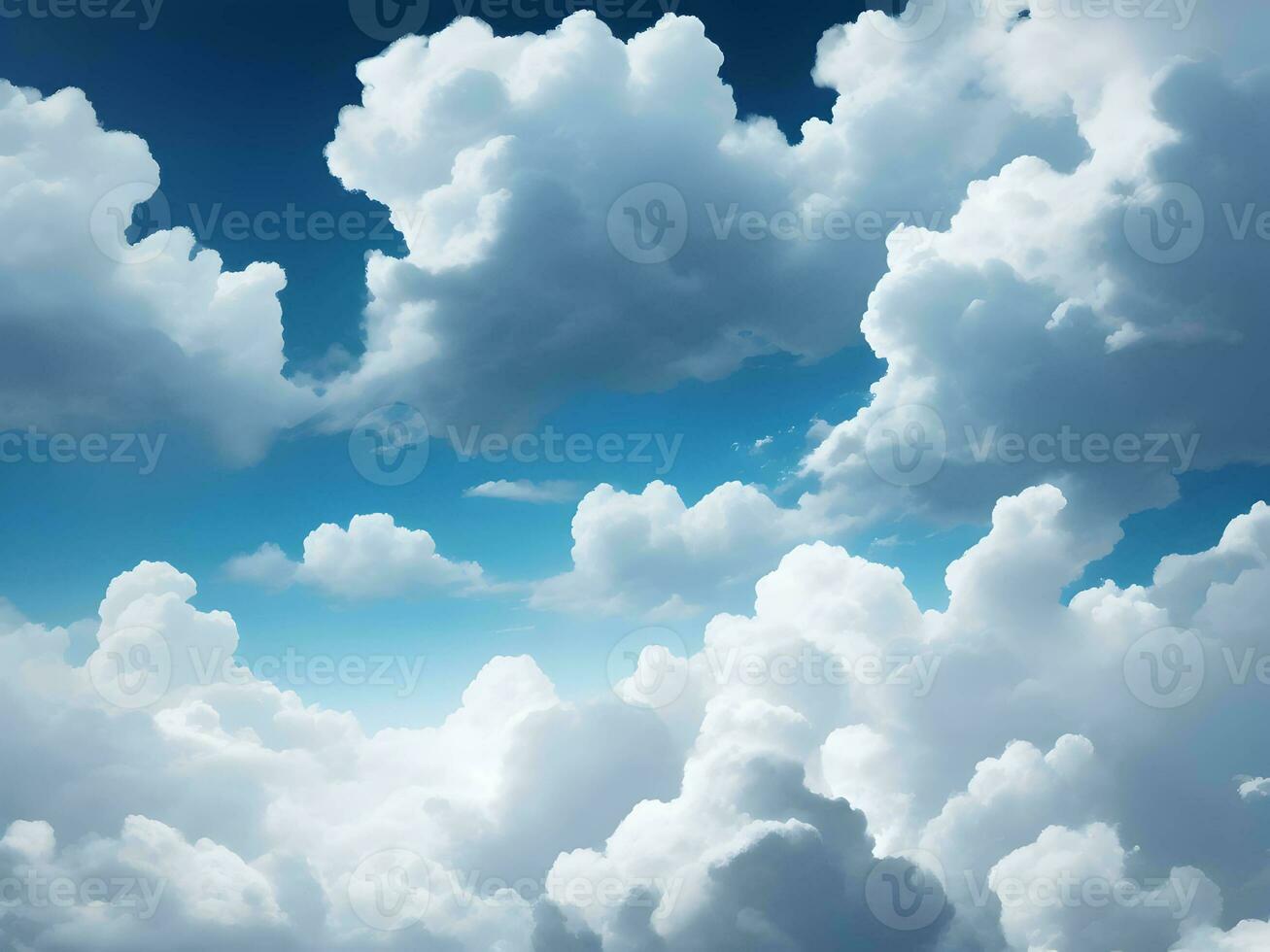 white clouds in the blue sky, AI generation. photo