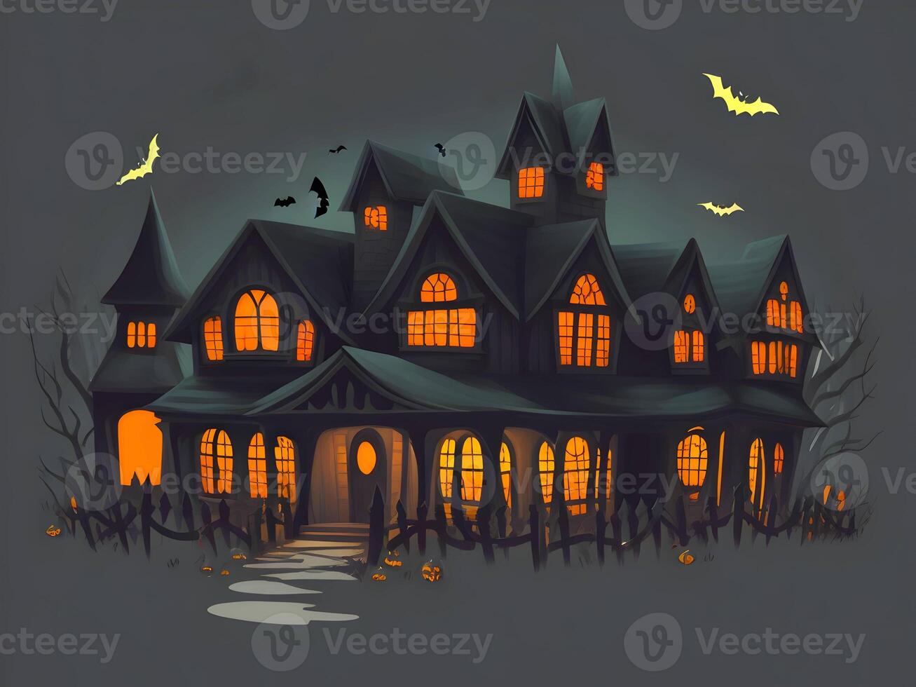 A Halloween horror lighting house for the Halloween festival. . photo