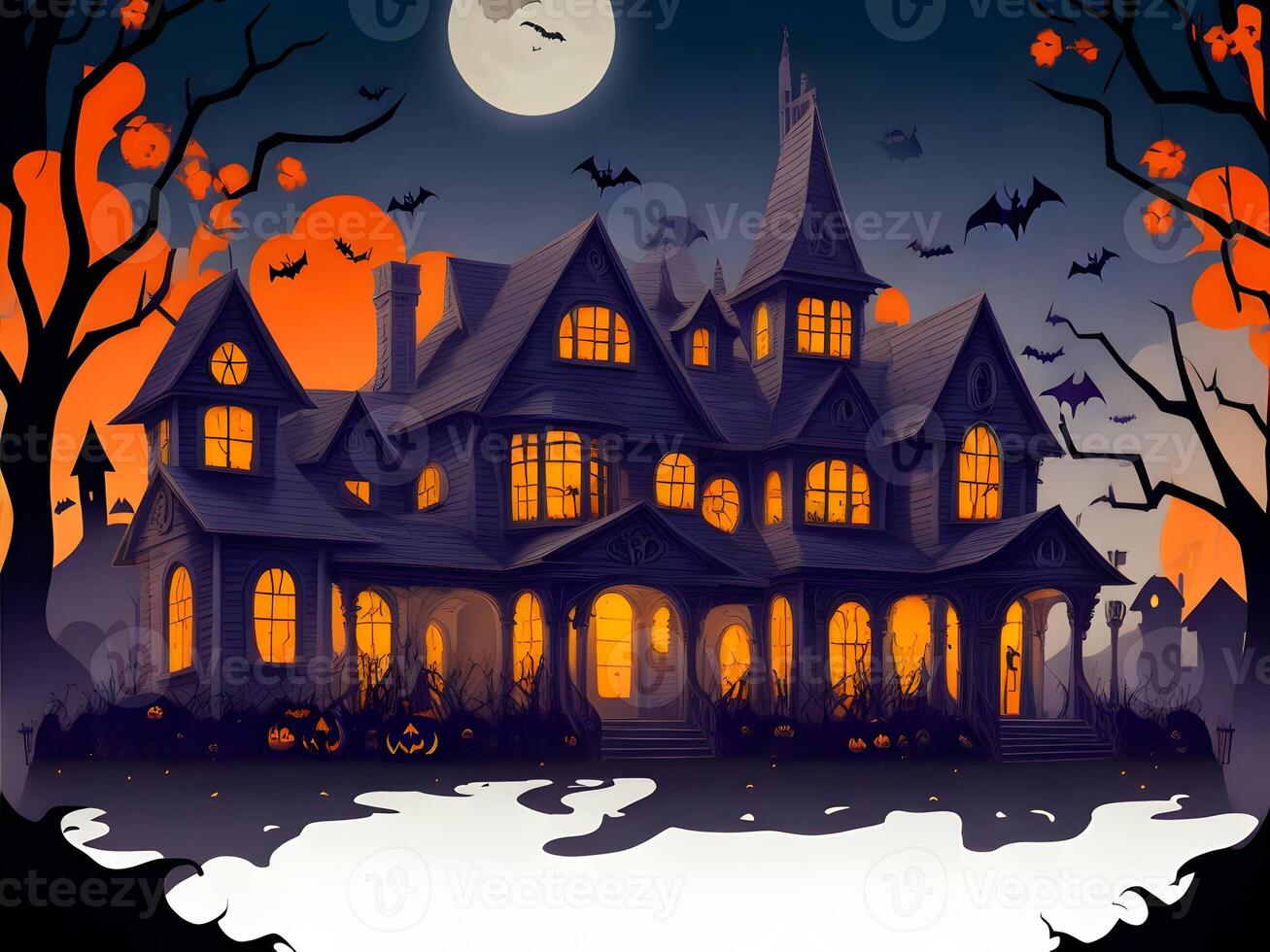 A Halloween horror lighting house for the Halloween festival. . photo