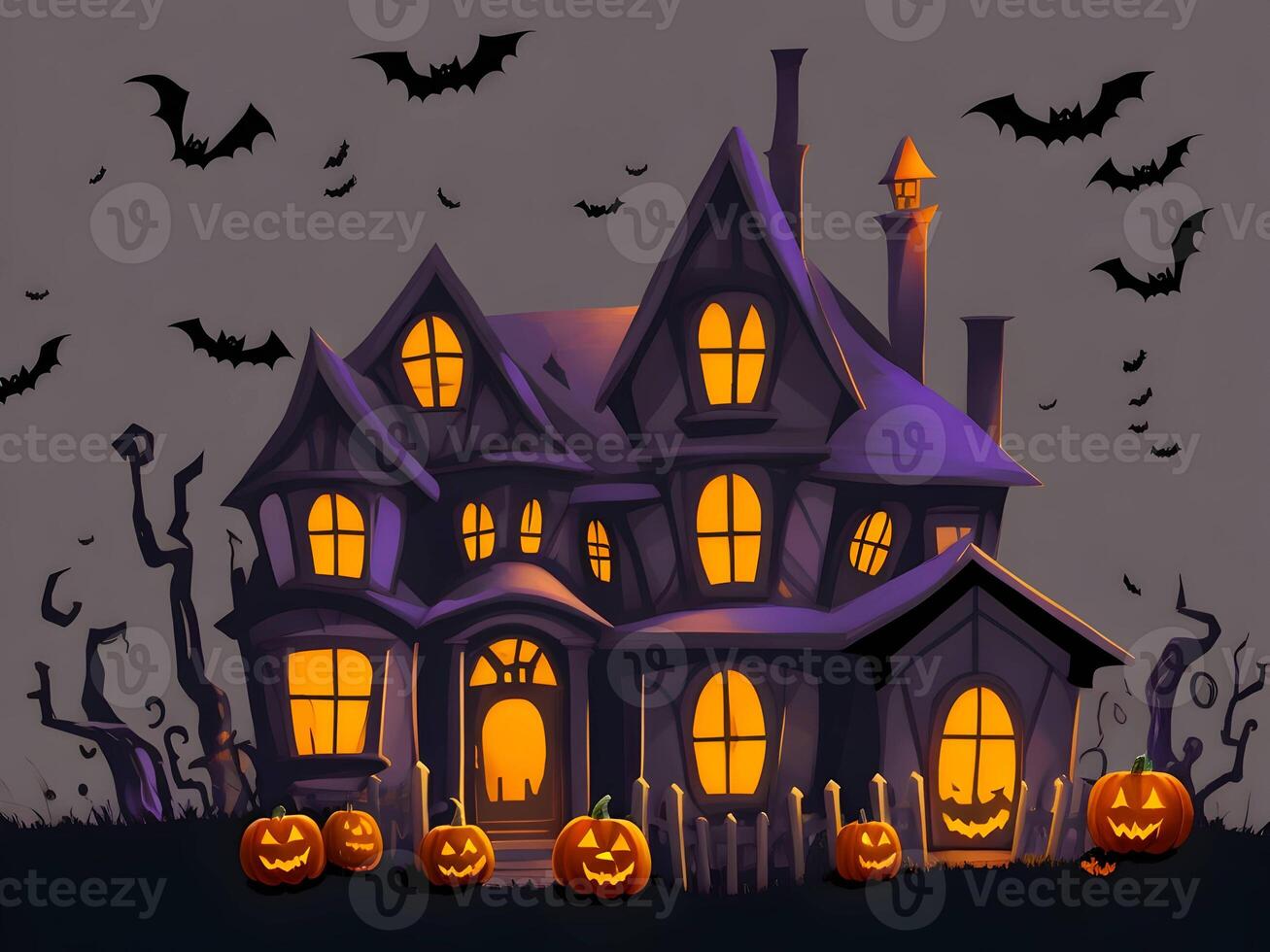A Halloween horror lighting house for the Halloween festival. . photo
