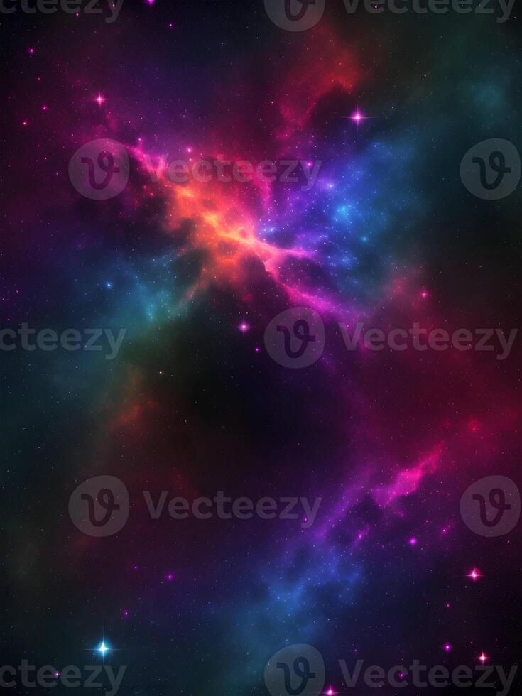 colorful nebula galaxy on a black background. Generative ai. photo