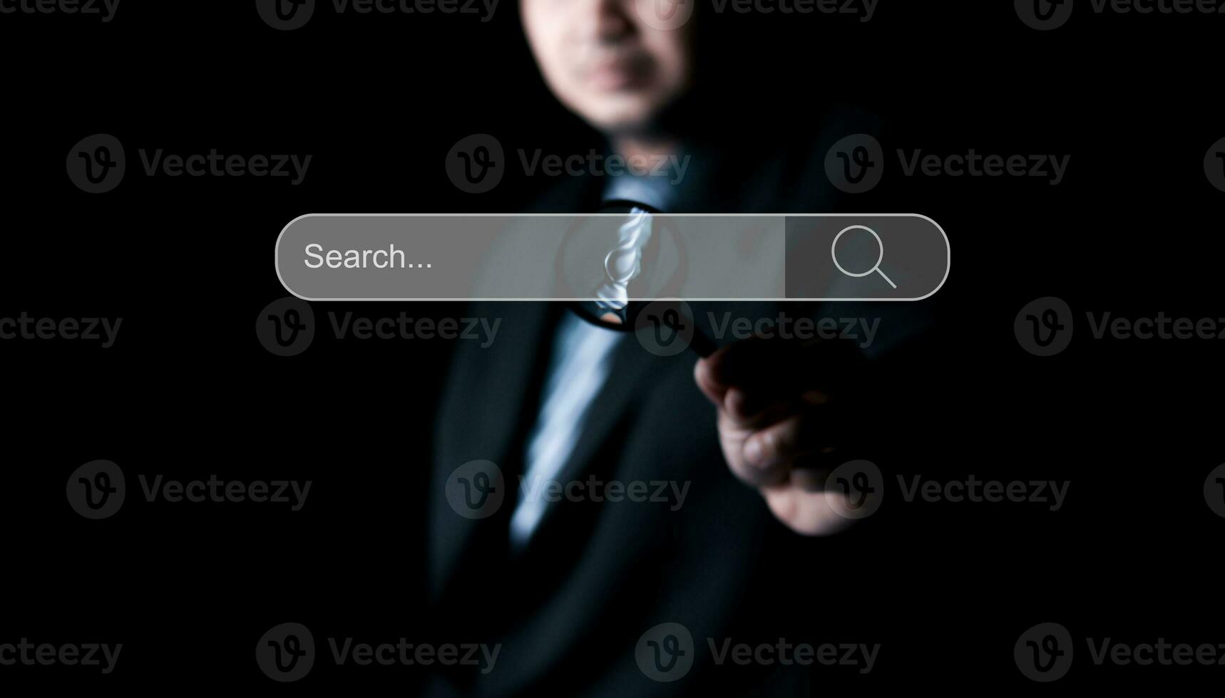 Data Search Technology Search Engine Optimization. man hand holding magnifying glass to Searching for information. Using Search Console with your website. photo