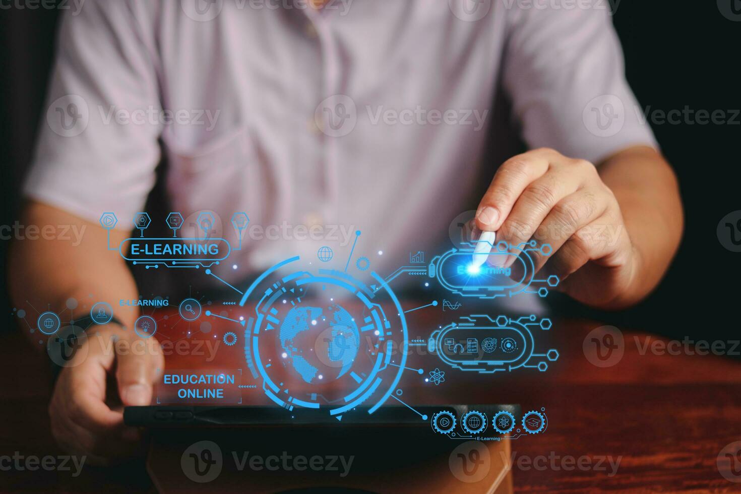 E-learning Education Internet Technology Webinar Online Courses concept. photo