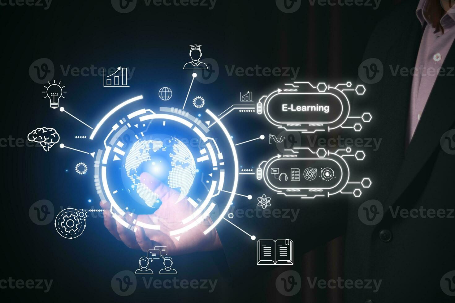 E-learning Education Internet Technology Webinar Online Courses concept. photo