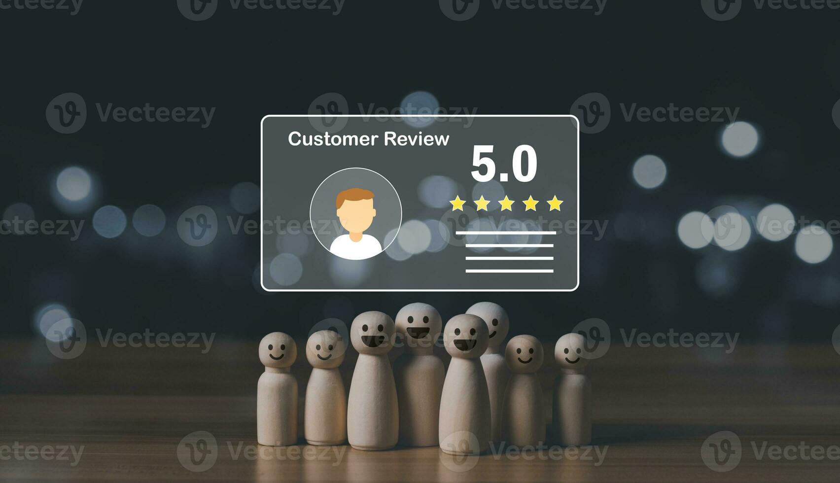 User gives rating to service experience on online application, Customer review satisfaction feedback survey concept, Customer can evaluate quality of service leading to reputation ranking of business. photo