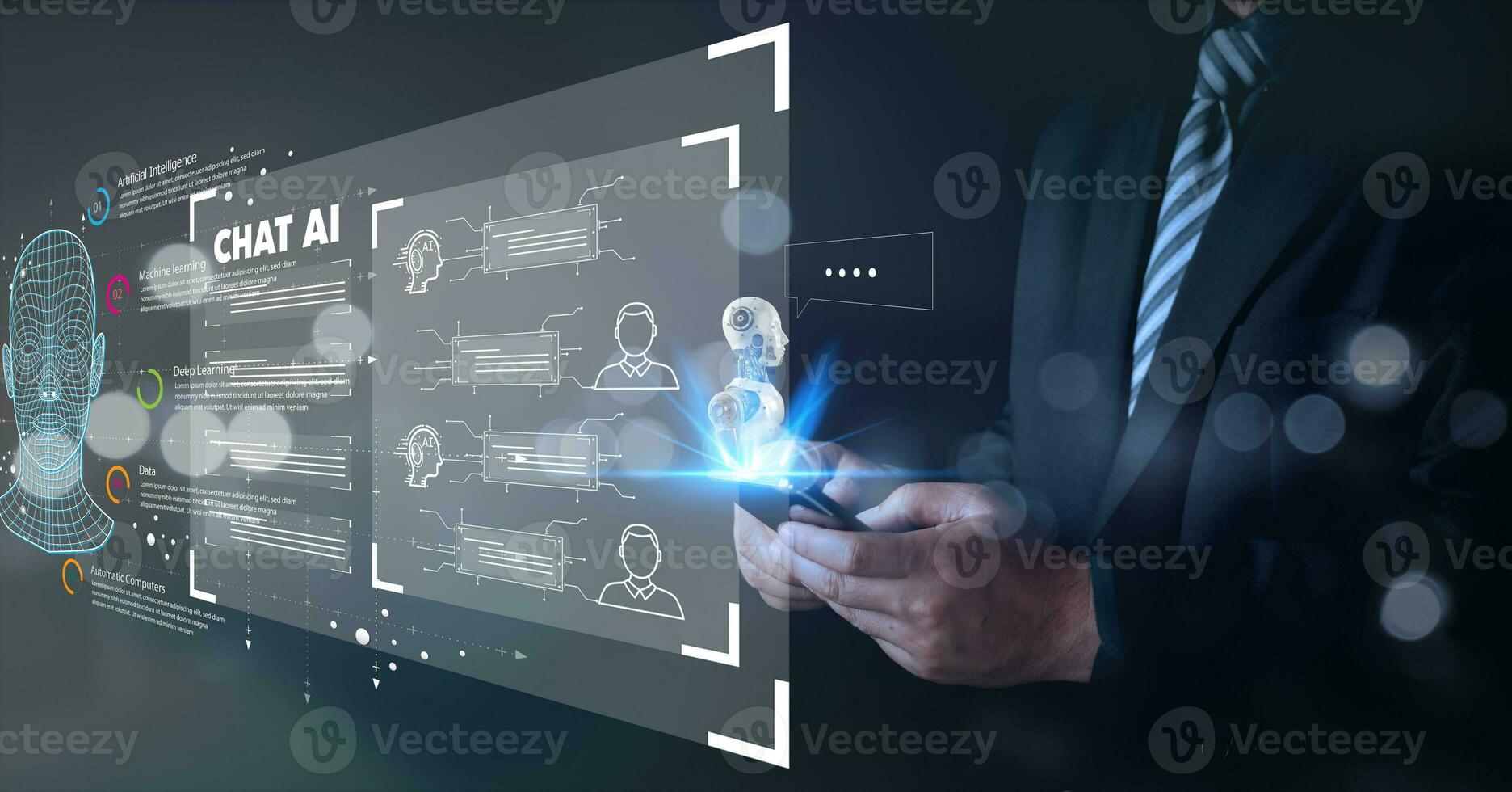 Ai chat bot communicate and interact to businessman provide smart ...